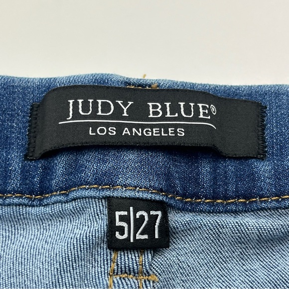Judy Blue Pull On Super Flare Jeans Pant Womens Size 5 / 27 Blue Stretch Pockets - Picture 2 of 13